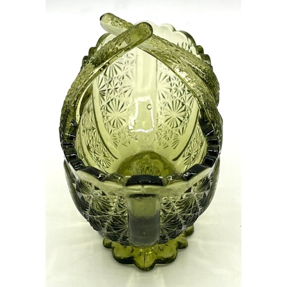Fenton Art Glass Colonial Green Glass Basket American Classic Twig Handle EUC - Picture 4 of 16